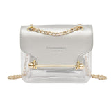 Fashion Women Brand Design Small Square Shoulder Bag Clear Transparent PU Composite Messenger Bags New Female Handbags