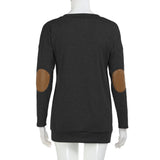 Women Loose Long Sleeve Solid Patchwork Bottom T-Shirt Blouse Tops