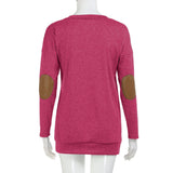 Women Loose Long Sleeve Solid Patchwork Bottom T-Shirt Blouse Tops