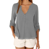 LASPERAL Zipper Short Sleeve Women Shirts Sexy V Neck Solid Womens Tops Blouses Casual Tee Shirts Tops Female Clothes Plus Size