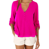 LASPERAL Zipper Short Sleeve Women Shirts Sexy V Neck Solid Womens Tops Blouses Casual Tee Shirts Tops Female Clothes Plus Size