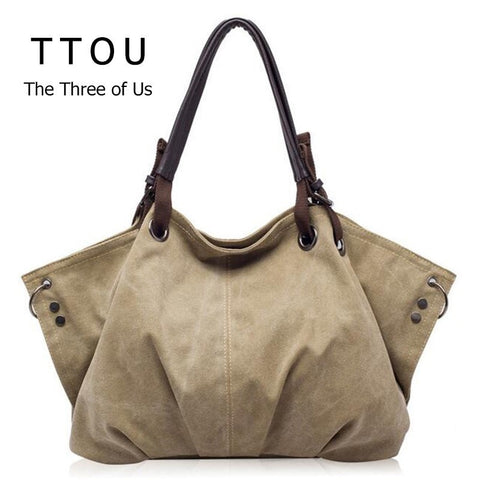 Women Fashion Canvas Handbags Retro Large Capacity Female Shoulder Bags Stylish Casual Crossbody Bags Classic Solid Totes TTOU