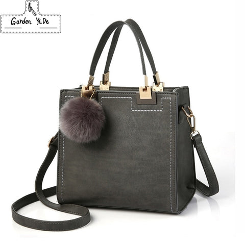 Hot Handbag Women Casual Tote Bag Female Large Shoulder Messenger Bags High Quality PU Leather Handbag With Fur Ball Sac a main