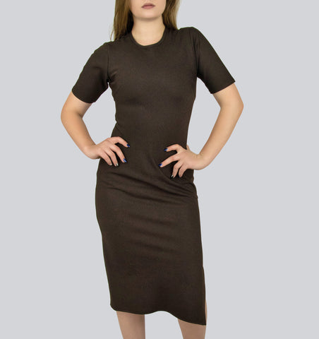Ladies Brown Dress with Side Slit By Smart Marché
